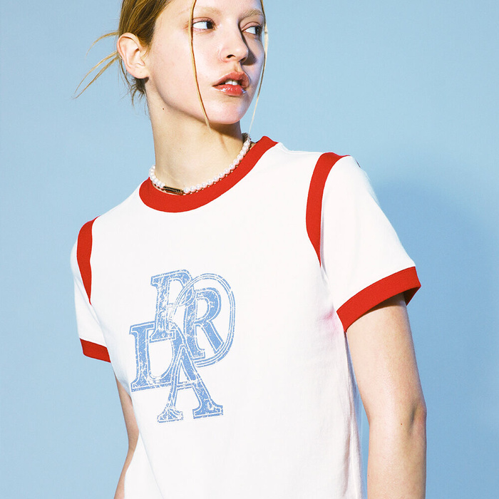 韓國PRENDA - SIDE COMBINATION PRDA TEE RED/WHITE